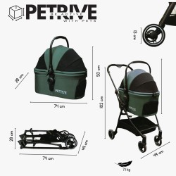 Stroller for dog or cat  3in1 S.RIDER green